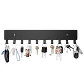 GTK Key Holder for Wall, Key Hooks with 10 Hooks, Wall Mounted Key Holder for Hallway, Self Adhesive Key Rack(Black) image 0